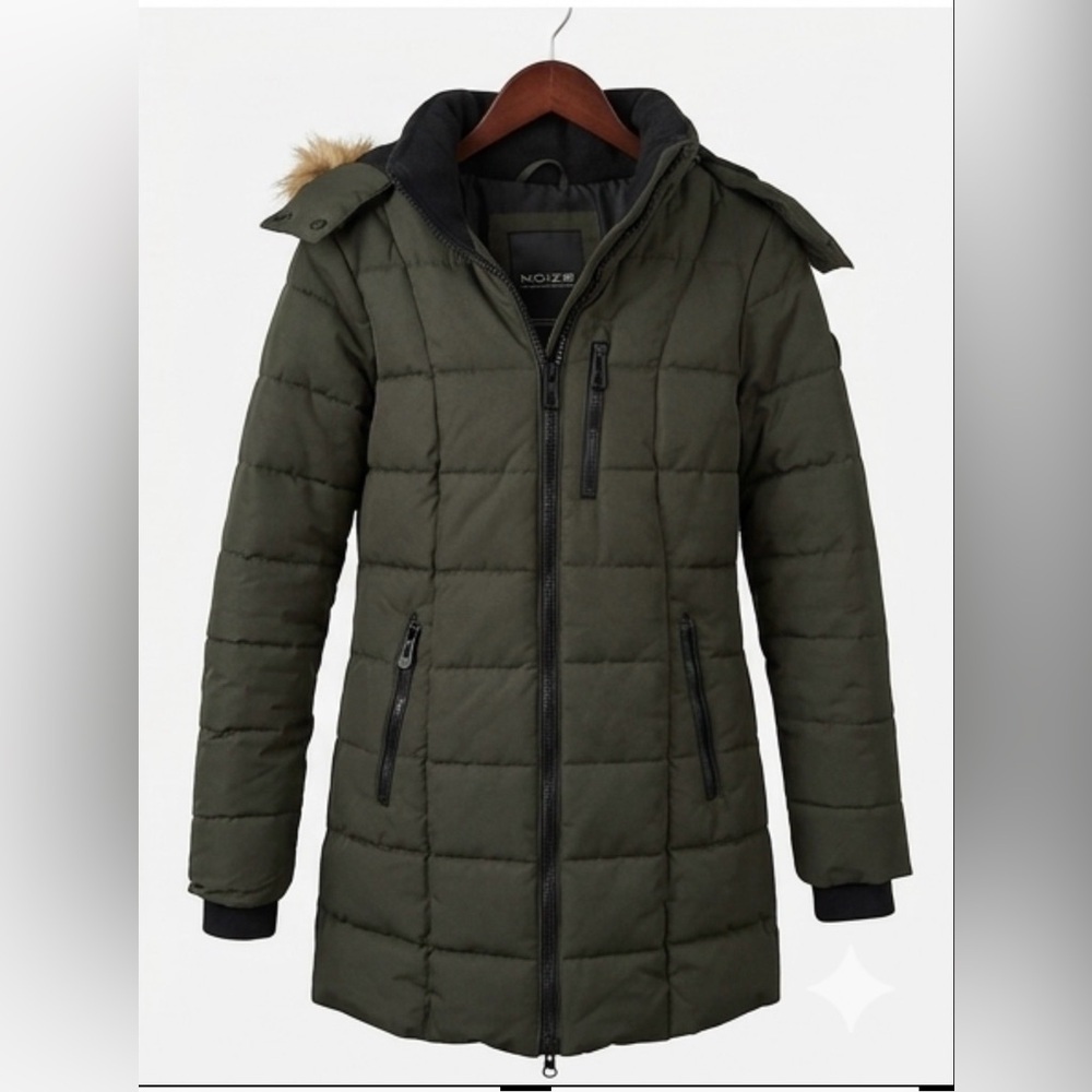 NOIZE Heavyweight Quilted Puffer Parka | Vegan & Cruelty-Free | Olive Green | S